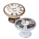 vintage cabinet knob patinated bronze white clock 550bb02